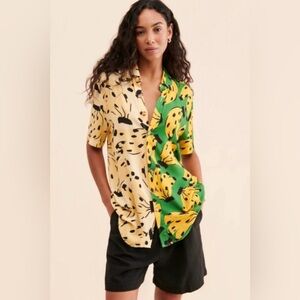 Farm Rio Mixed Banana Button Shirt Unisex Small